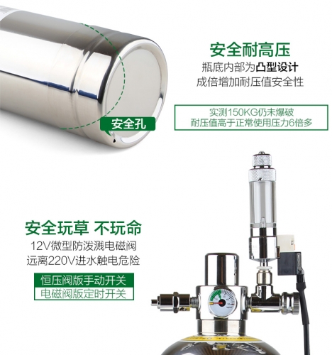 台灣無憂創意【CO2反應器】二代 不銹鋼瓶 快插版